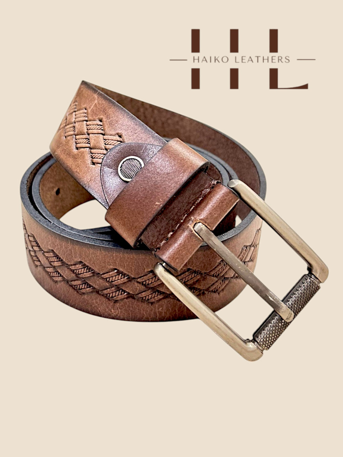 Brown Bunai P2C leather belt