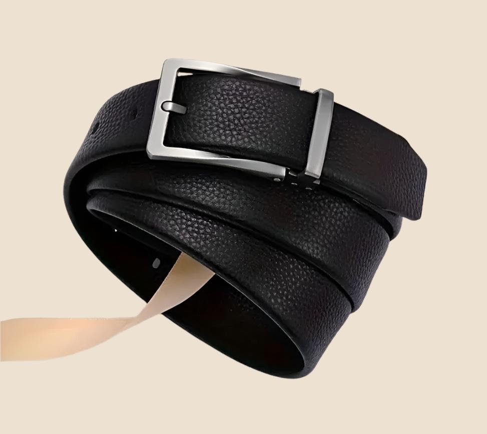 BLACK FAUX LEATHER BELT FOR MEN