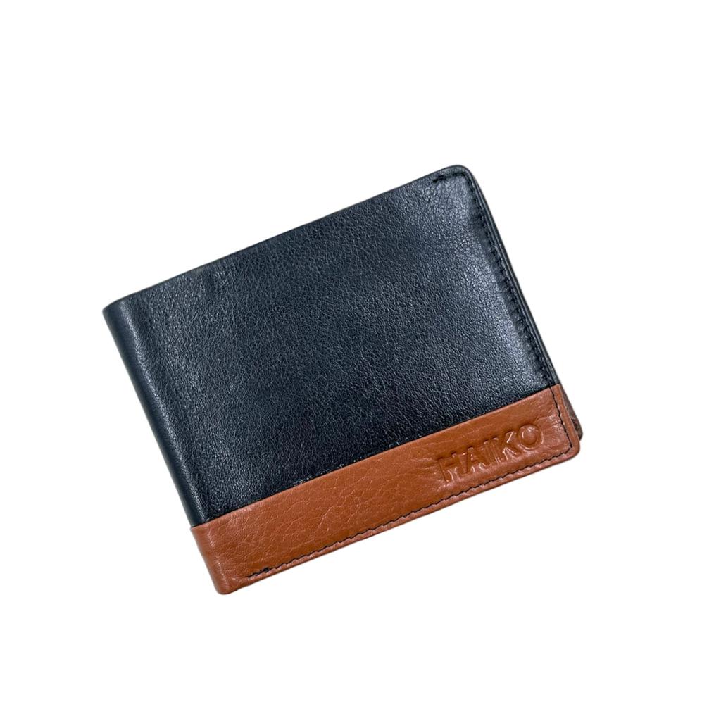 Black and tan leather wallet