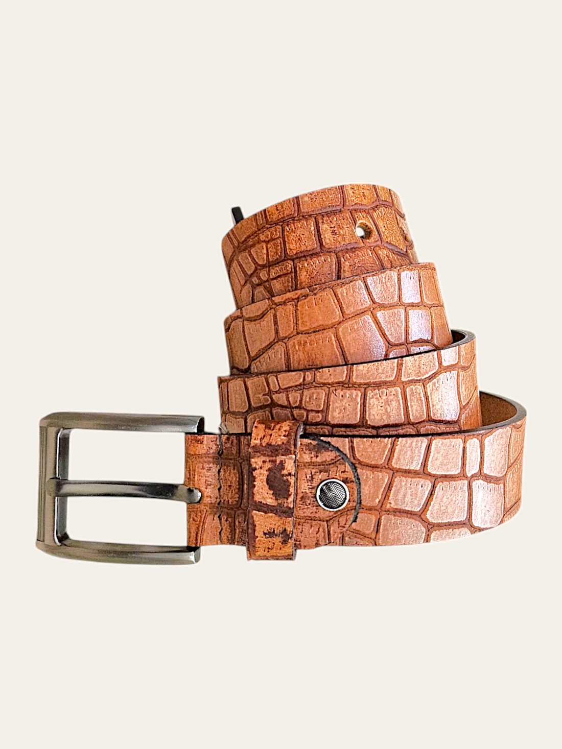 Tan crocodile leather belt