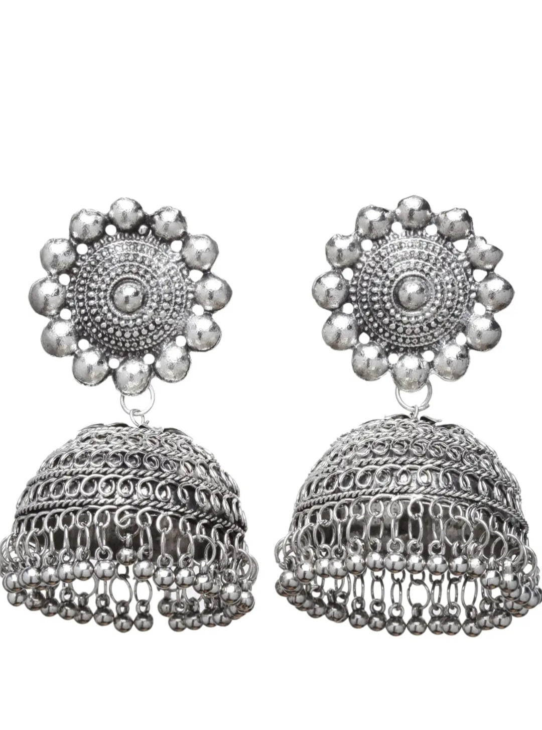 Silver Oxidized Jhumkas Jhumka Jhumki Celebrity Choice Traditional Earrings for Women