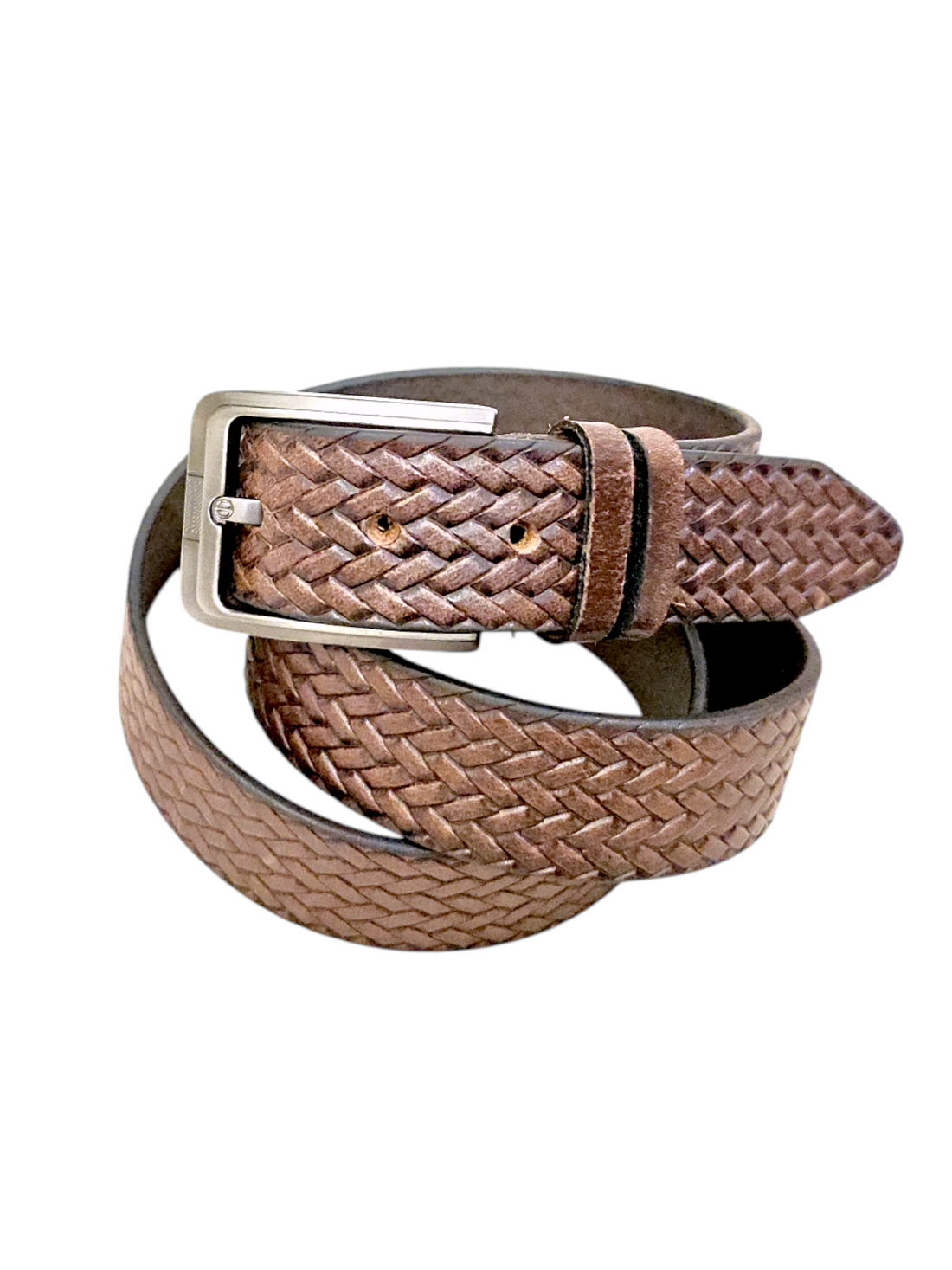 Brown leather belt for men